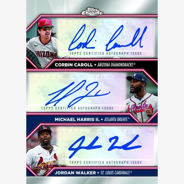 2023 Topps Chrome Update Baseball - Triple Auto_Caroll_Harris ll_Walker