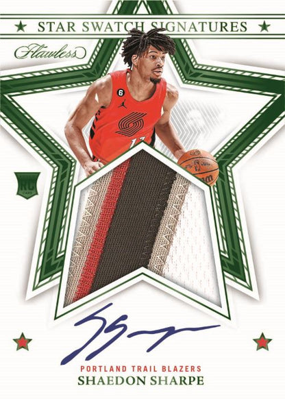 2022/23 Panini Flawless Basketball Cards-Shaedon Sharpe Star Swatch Signatures