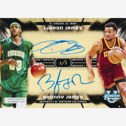 2023/24 Bowman Chrome University Basketball-Bronny James_LeBron James Dual Auto