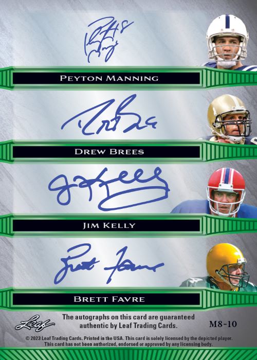 2023 Leaf Magnificence Sports Cards - Peyton Manning_Drew Brees_Jim Kelly_Brett Favre