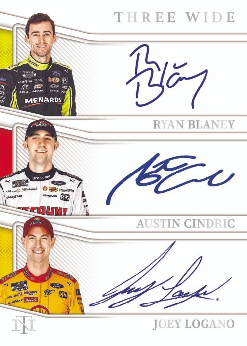 2023 Panini National Treasures Racing Cards -  Three Wide-Ryan Blaney_Austin Cindric_Joey Logano