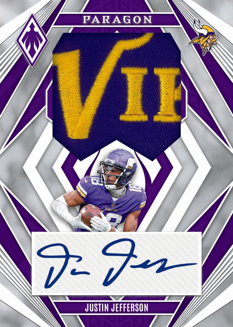 2023 Panini Phoenix Football Cards-Justin Jefferson Auto Paragon Patch