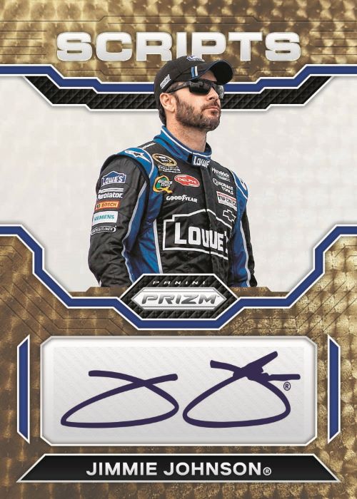 2023 Panini Prizm Racing Cards-Jimmie Johnson-Scripts-Gold Vinyl