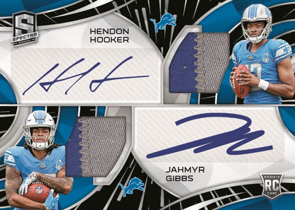 2023 Panini Spectra Football Card - Hendon Hooker_Jahmyr Gibbs_Dual Autos-Patch