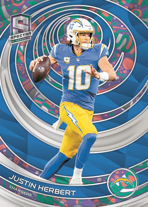2023 Panini Spectra Football Card - Justin Herbert Rookie_Neon Splatter