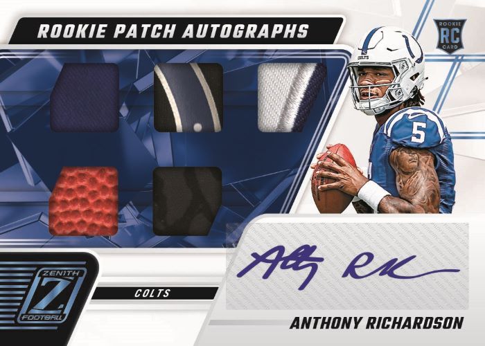 2023 Panini Zenith Football Cards-Anthony Richarson_Rookie Patch Auto Platinum