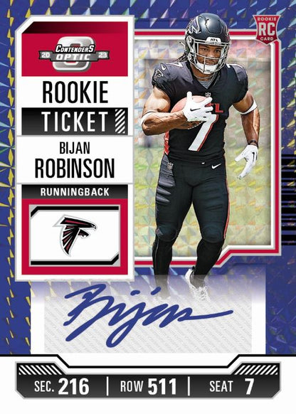 2023 Panini Zenith Football Cards-Bijan Robinson_Rookie Ticket Preview