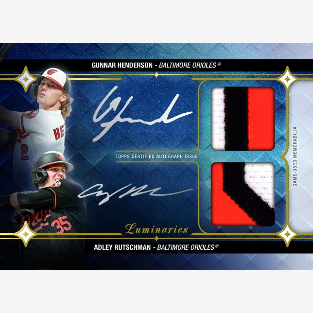2023 Topps Luminaries Baseball Cards-Adley Rutschman-Gunnar Henderson-Spark of Light-Dual Auto