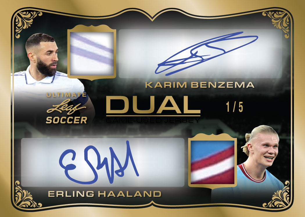 2022 Leaf Ultimate Soccer-Benzema_Haaland_Dual Auto