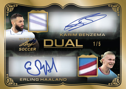 2022 Leaf Ultimate Soccer-Benzema_Haaland_Dual Auto