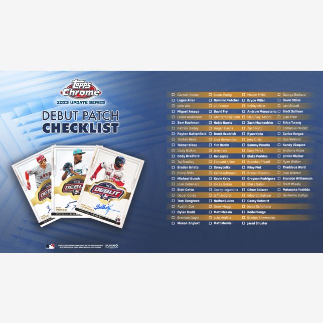 2023 Topps Chrome Update Baseball -Debut Patch Checklist