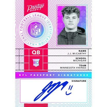2024 Panini Prestige Football Cards - JJ McCarthy