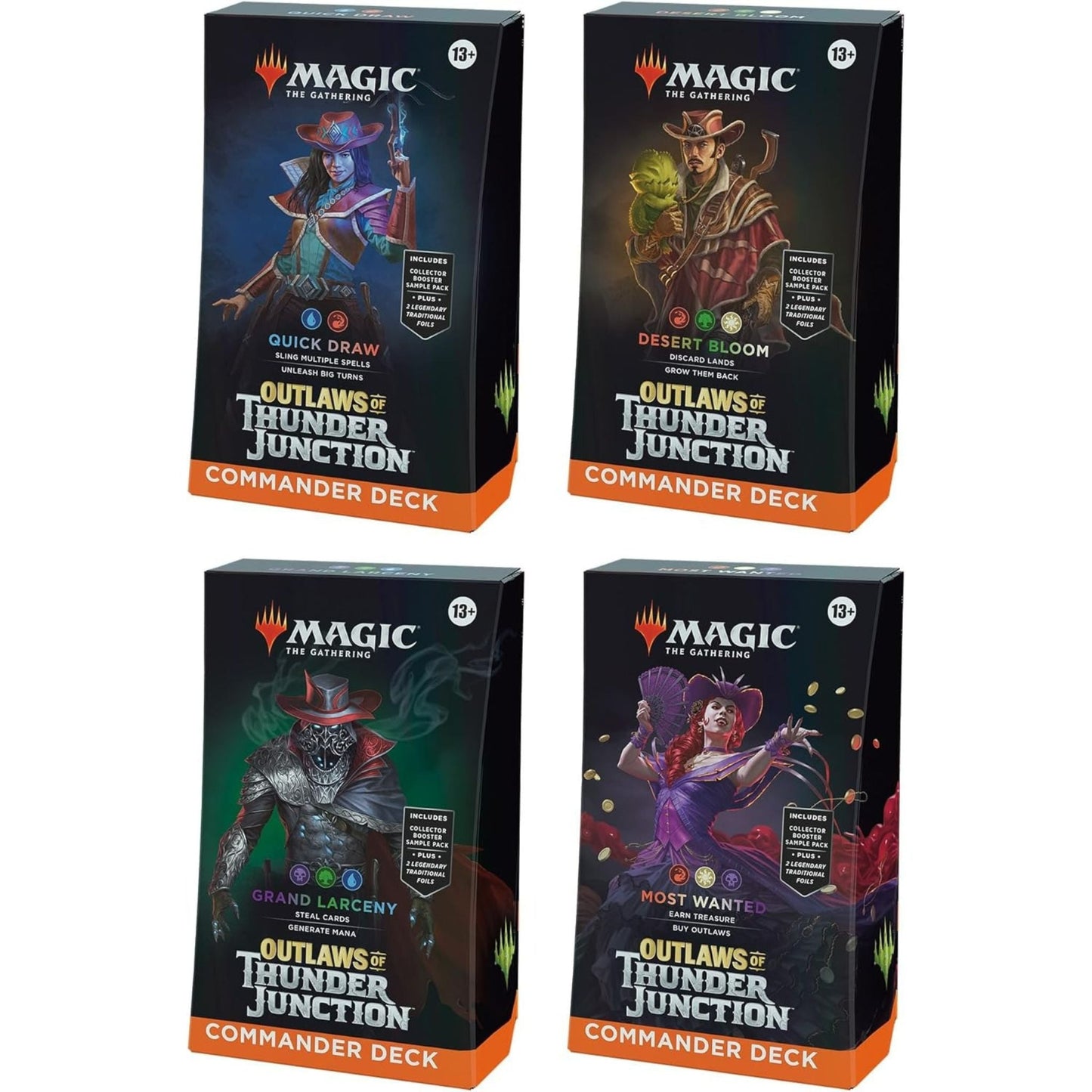 Magic The Gathering Outlaws of Thunder Junction Commander Deck Display (4 Decks)