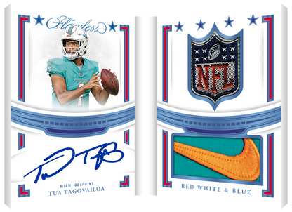 2022 Panini Flawless Football Hobby Box-Tua_Tagovailoa_Red_White_Blue